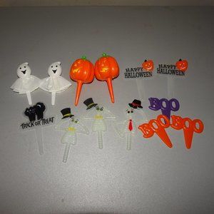 Lot (13) DecoPics Halloween Ghost~Pumpkin~Black Cat Decor Cake Cupcake Toppers